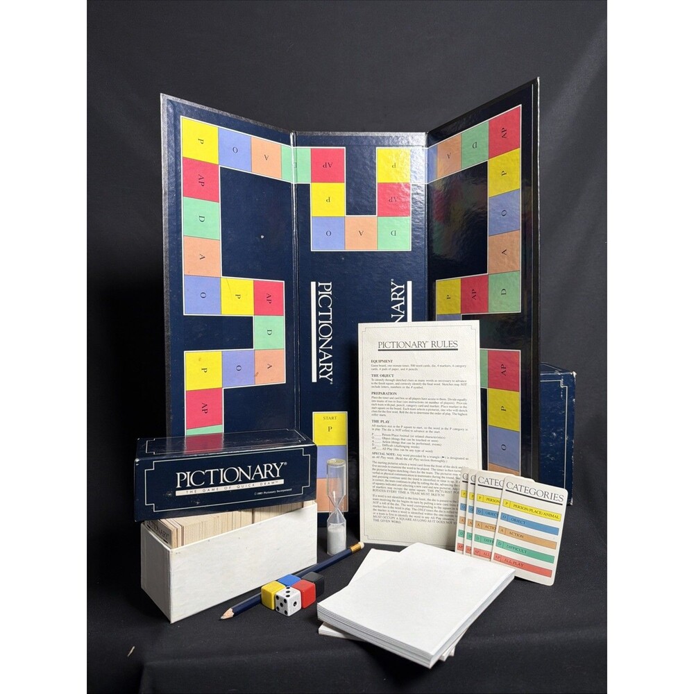 VINTAGE Pictionary Game First Edition COMPLETE 1985 Classic Drawing Board Game